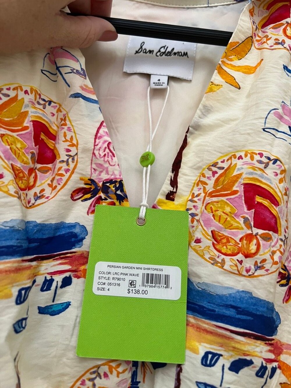NWT Sam Edelman Postcard Tropical-Print Shirtdress Size 4 - Picture 2 of 5